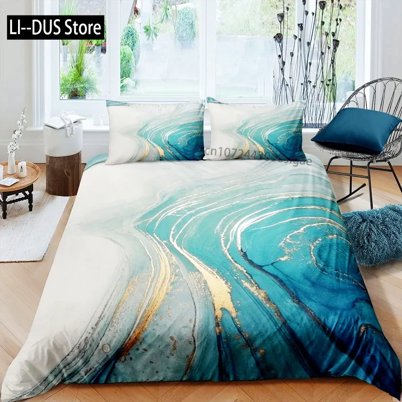 

Nordic Marble Pattern White 3D Bedding Set Duvet Cover Pillowcase Bedclothes Single Twin Full Queen King Size POD Dropshipping
