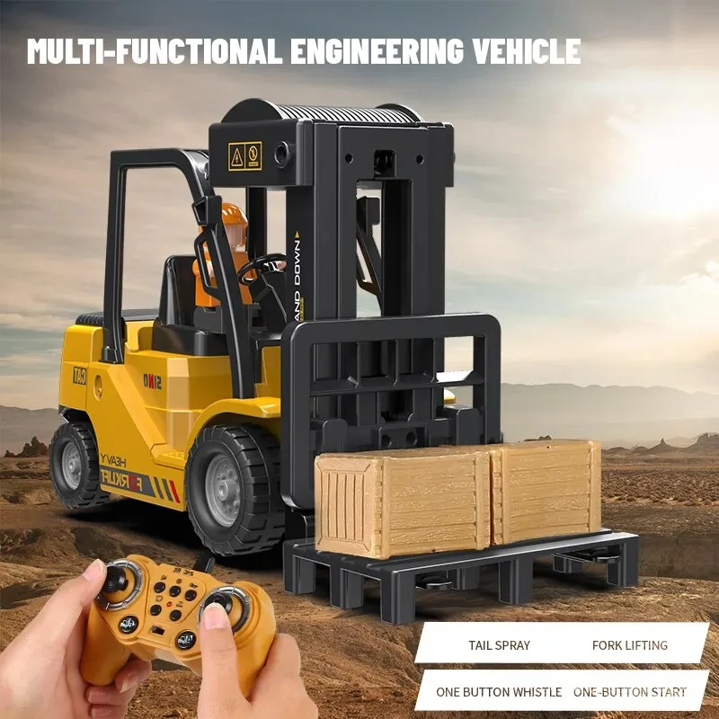 Remote Control Crane.12 Channel 2.4GHz Full Functional Remote Control Forklift with Lights and Sounds.RC Construction Toy