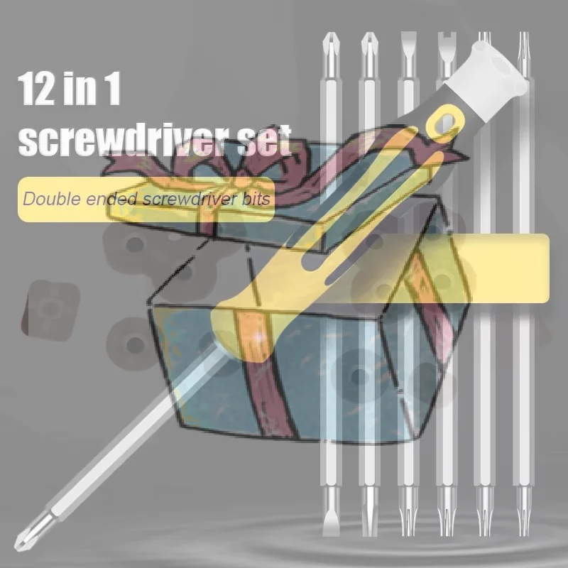 

Набор отверток 12 в 1: магнитные насадки, крестовые и плоские отвертки, многофункциональный прецизионный ручной инструмент для дома и ремонта