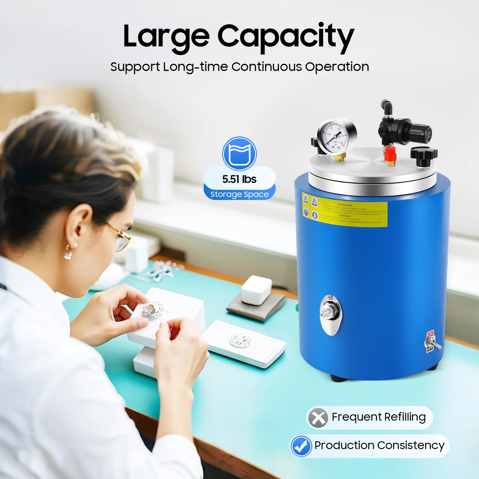 

350W Industrial Wax Injector,High-Precision Temperature Control,2 Nozzles for Jewelry/Casting,Durable Iron/Aluminum Construction