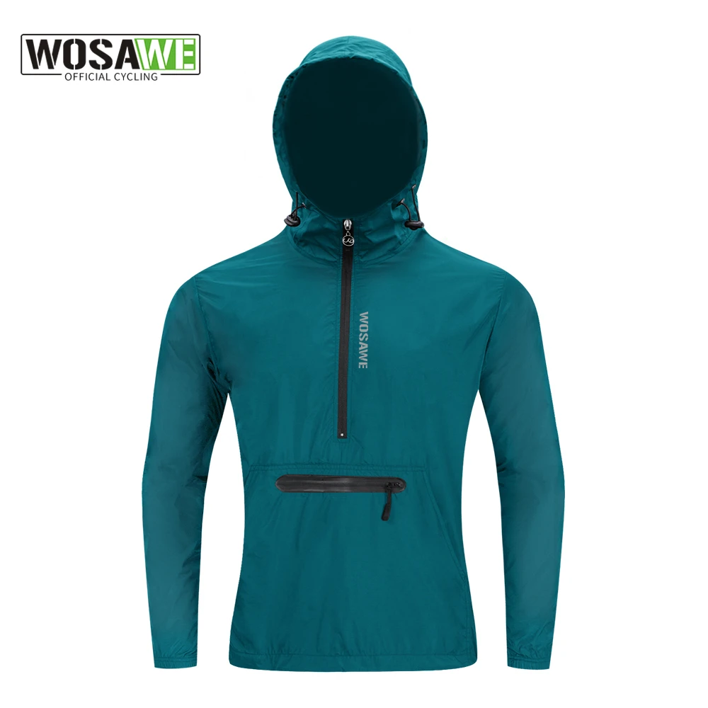 

WOSAWE Men's Cycling Windbreaker Waterproof MTB Hooded Jackets Mountain Bike Bicycle Motocross Jacket Thin Long Cycling Jersey