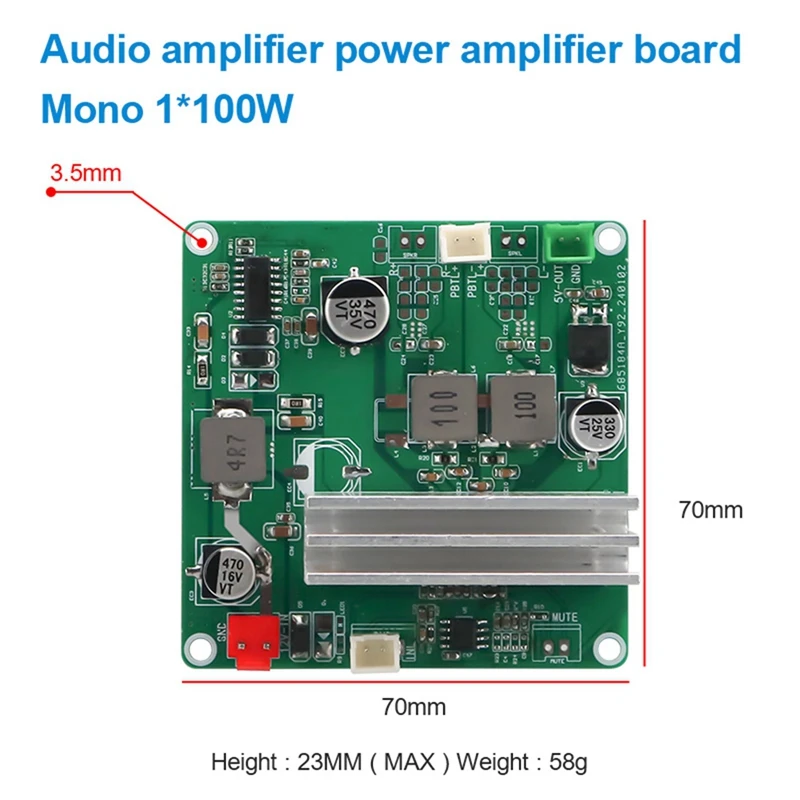 Płytka cyfrowego wzmacniacza mocy audio 12V TPA3116 100W PBTL Moduł domowego audio klasy D Moduł wzmacniacza audio z wyjściem 5V