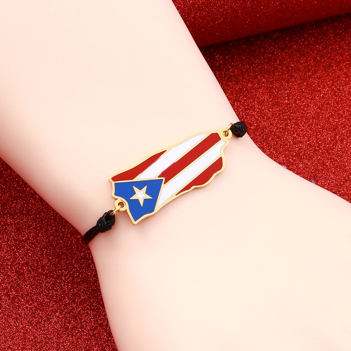 Puerto Rico Map Flag Bracelet Jewelry Stainless Steel PR Puerto Ricans Party Jewelry Gifts