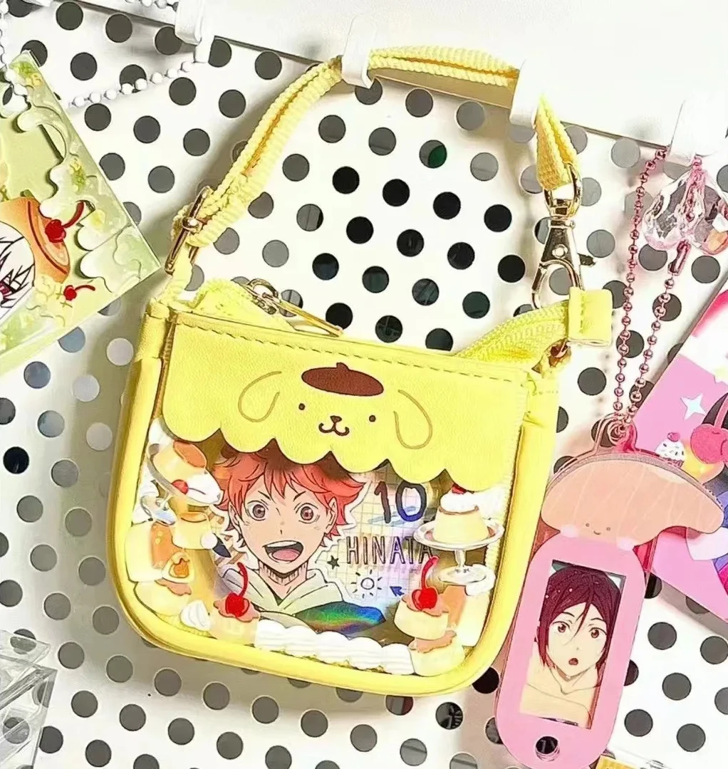 Anime Sanrio Pompompurin sac de rangement mignon cannelle ma mélodie Mini Itabag poupée décoration pièce de monnaie Badge sac pendentif enfants cadeau