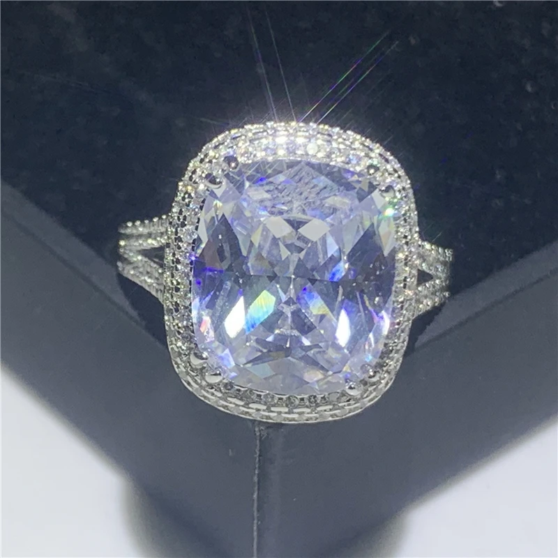 Luxury 8ct Diamond Ring 925 Sterling Silver Jewelry Court Engagement Wedding band Rings for Women Bridal Party accessory