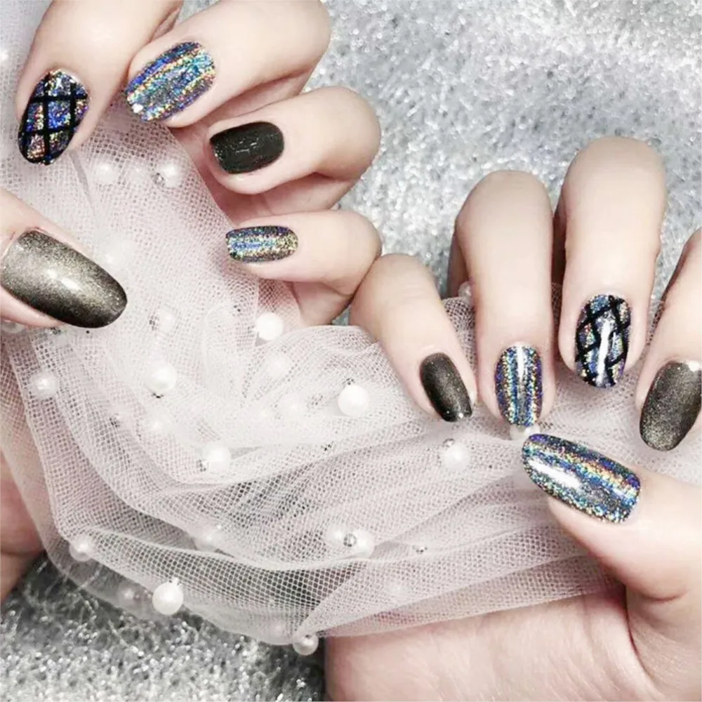 1 Box Nail Art Chamäleon Pailletten Laser Silber Glitzer Holographische Flocken Paillette Galaxy Spiegel Pulver Funkelnder glänzender Laser Glitzer