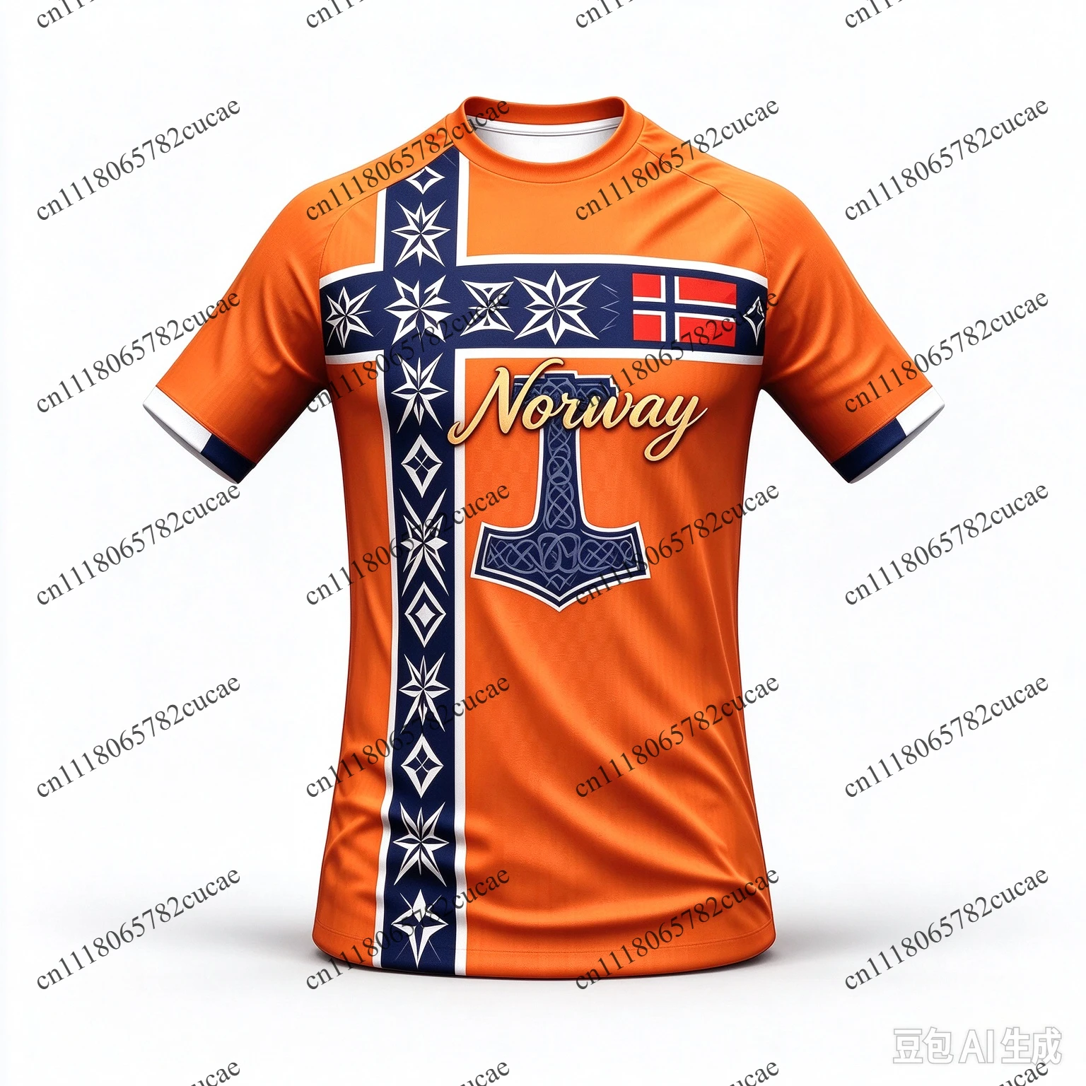 Men's short-sleeved comfortable football T-shirt, Norway team cross-striped letter-printed fan jersey