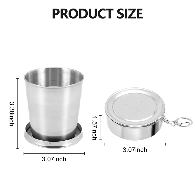 Folding Cup Telescopic Cup Retractable Cup Sports Hiking Camping 240ML Keychain