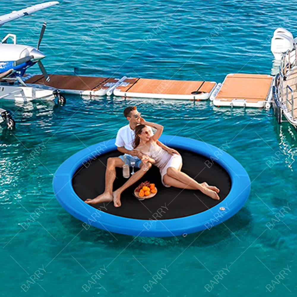 

Ocean Party New Design Inflatable Lake Float Ring Water Floating Island Round Dock High Quality Inflatable Water Hammock Float