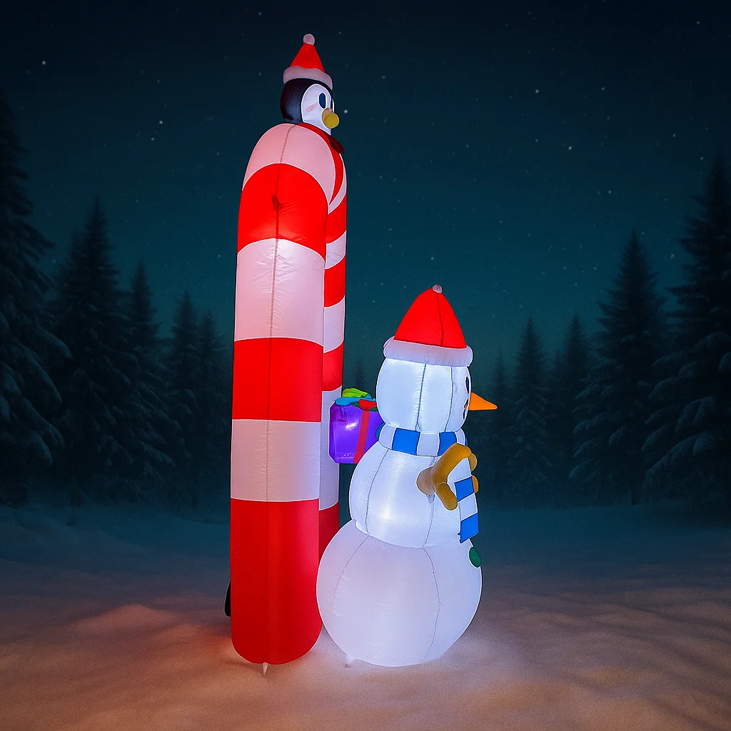 7.87FT لعبة قابلة للنفخ LED عيد الميلاد قوس ثلج البطريق هدية عيد الميلاد المورد لساحة ديكور المنزل حلية هدية احتفالية