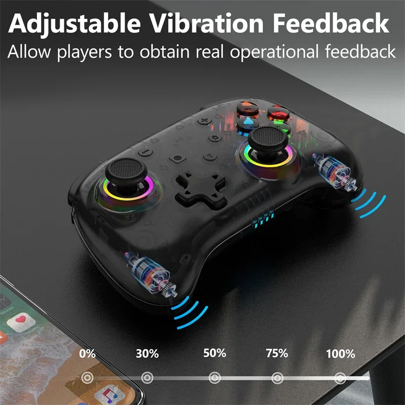 LinYuvo KS39B Pro Transparant Crystal Buttons Colorful Wireless Controller Joystick Gamepad Somatosensory 6-axis For NS Switch