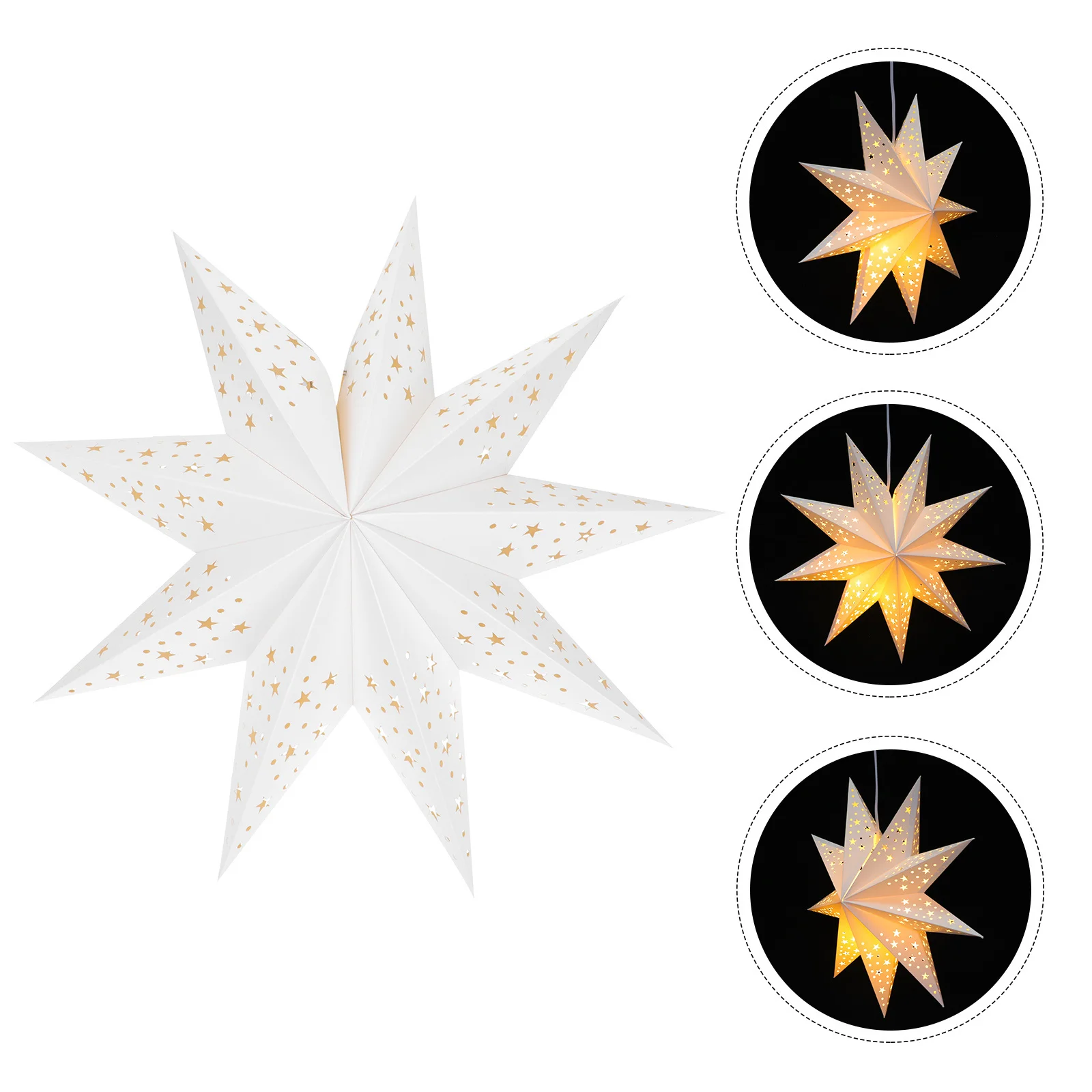 1개 나인포인트 스타 램프 쉐이드 펜타그램 행잉 라이트 3D 종이 천장 장식 크리스마스 파티 룸 실내 조명