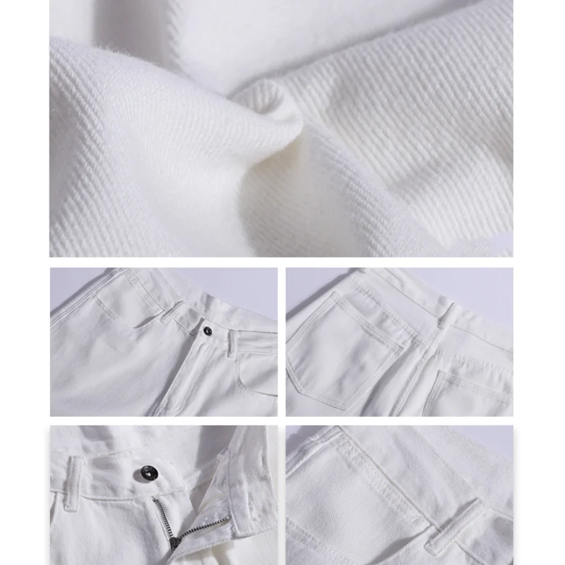 Women White Jeans Solid High Waist Y2K American Street Wide Leg Pants Fashion Hip Hop Vintage Female Straight Summer Trousers