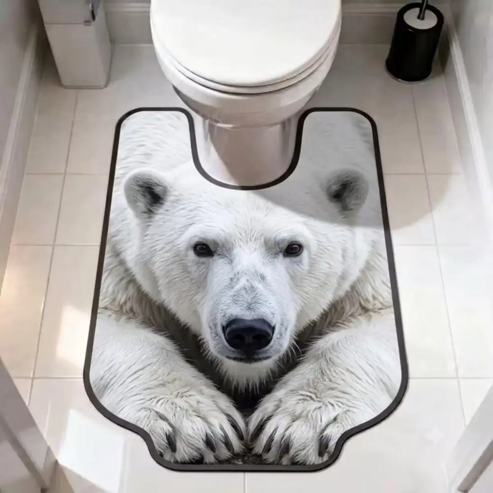 40×50CM Lifelike Animal Toilet Floor Mat Non-slip Quick-Drying Diatomaceous Earth Toilet Rug Washable Water-absorbing