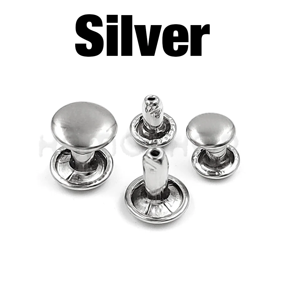 100sets 6-8mm Metall Doppel Kappe Runde Nieten Nieten Kollision Nagel Spike Rock Leder Handwerk Schuh Tasche Gürtel kleidungsstück Armband DIY