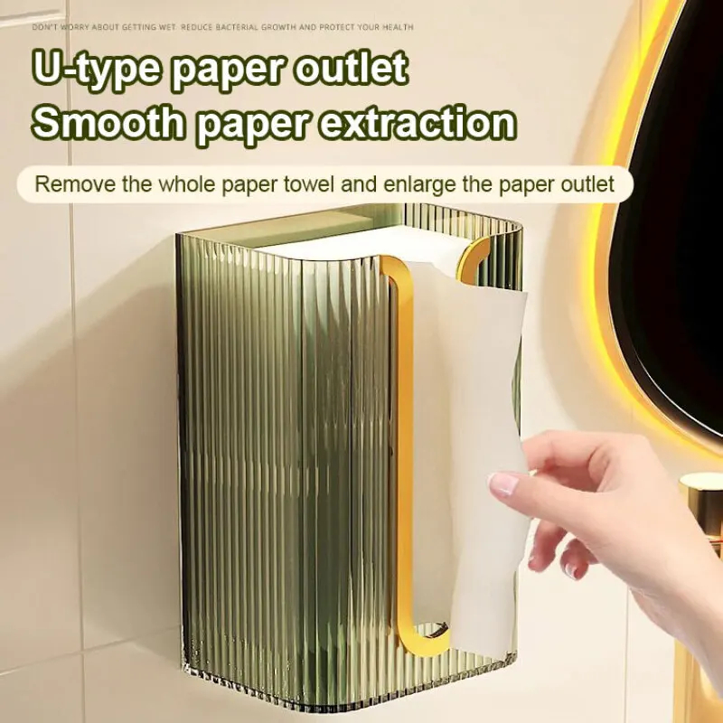 Luxury wall-mounted tissue box no-punch creative U-shaped washcloth mask storage box bathroom kitchen upside down paper box