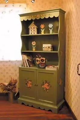 

Green American pastoral painting side cabinet bookcase British rural solid wood European style