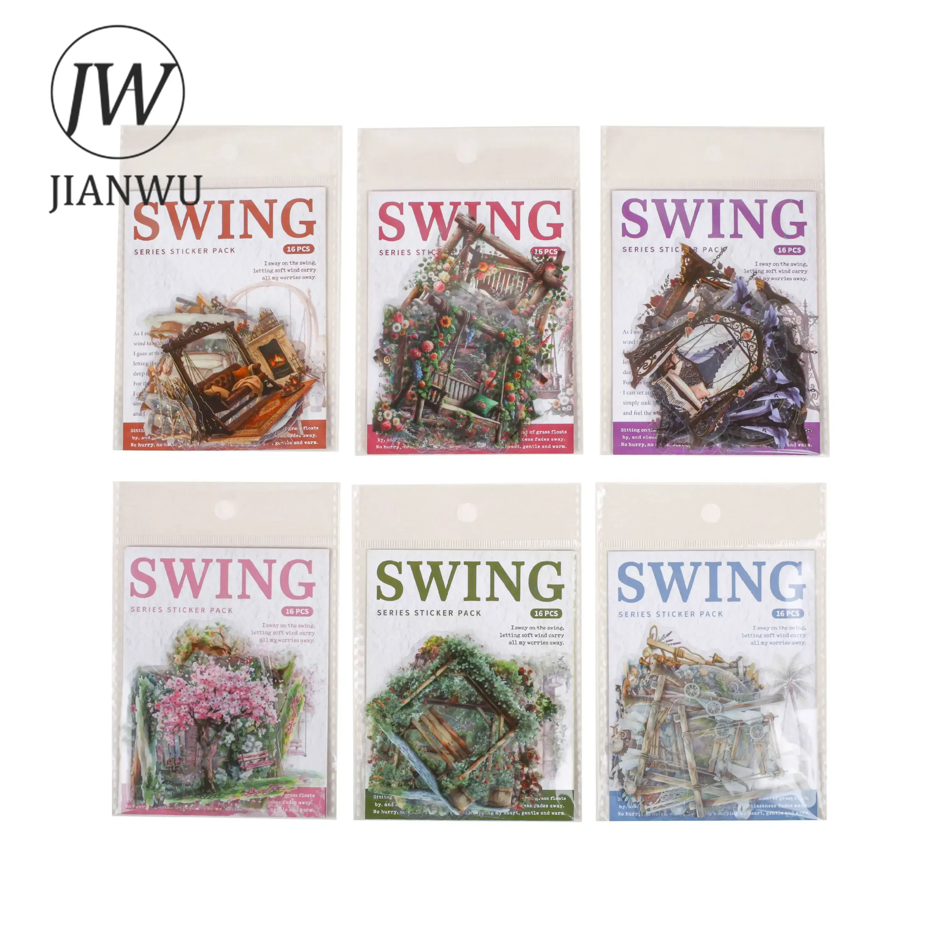JIANWU Vintage Plant Flower Swing Landscape Material Collage Scrapbooking PET Sticker Creative DIY Journal Stationery - view 6