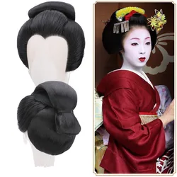 Top Quality Black Geisha Hair Product Women Japanese Kimono Accessories Halloween Cosplay Headdress Masquerade Carnival Party