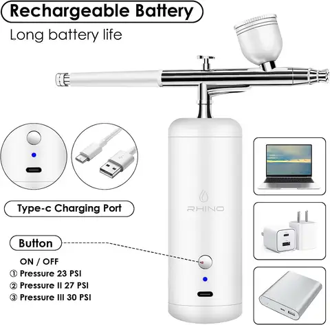 एयरब्रश किट - नाखूनों के लिए एयरब्रश, कंप्रेसर के साथ कॉर्डलेस एयर ब्रश किट, मेकअप पेंटिंग केक सजावट के लिए नेल एयरब्रश मशीन B 10 best sales मिनी एयरब्रश - №5