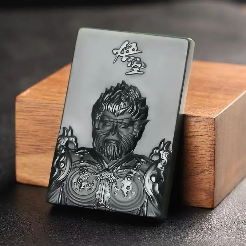 NEW Natural Hetian Jade Pendant Hand-held Hand Carved Qing-Jades Monkey King Pendant Necklace Handring Fine Jewelry