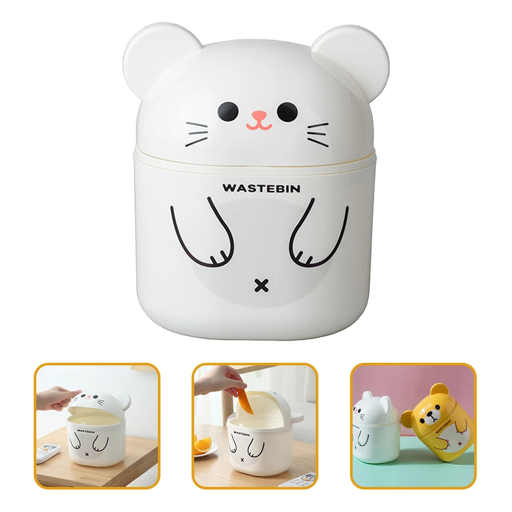 

Small Desktop Trash Can PP Material Mini Garbage Bin Lid Odor Proof Top Office Bedroom Dorm Kawaii Countertop Plastic