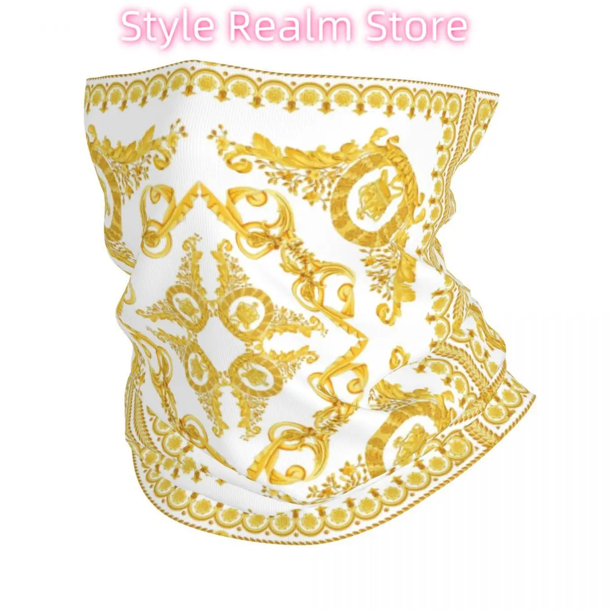 

Винтажные принты в стиле барокко на заказ, греческий орнамент, золотой Meander Meandros, гетры для женщин и мужчин, УФ-защита для лица, зимний шарф-бандана