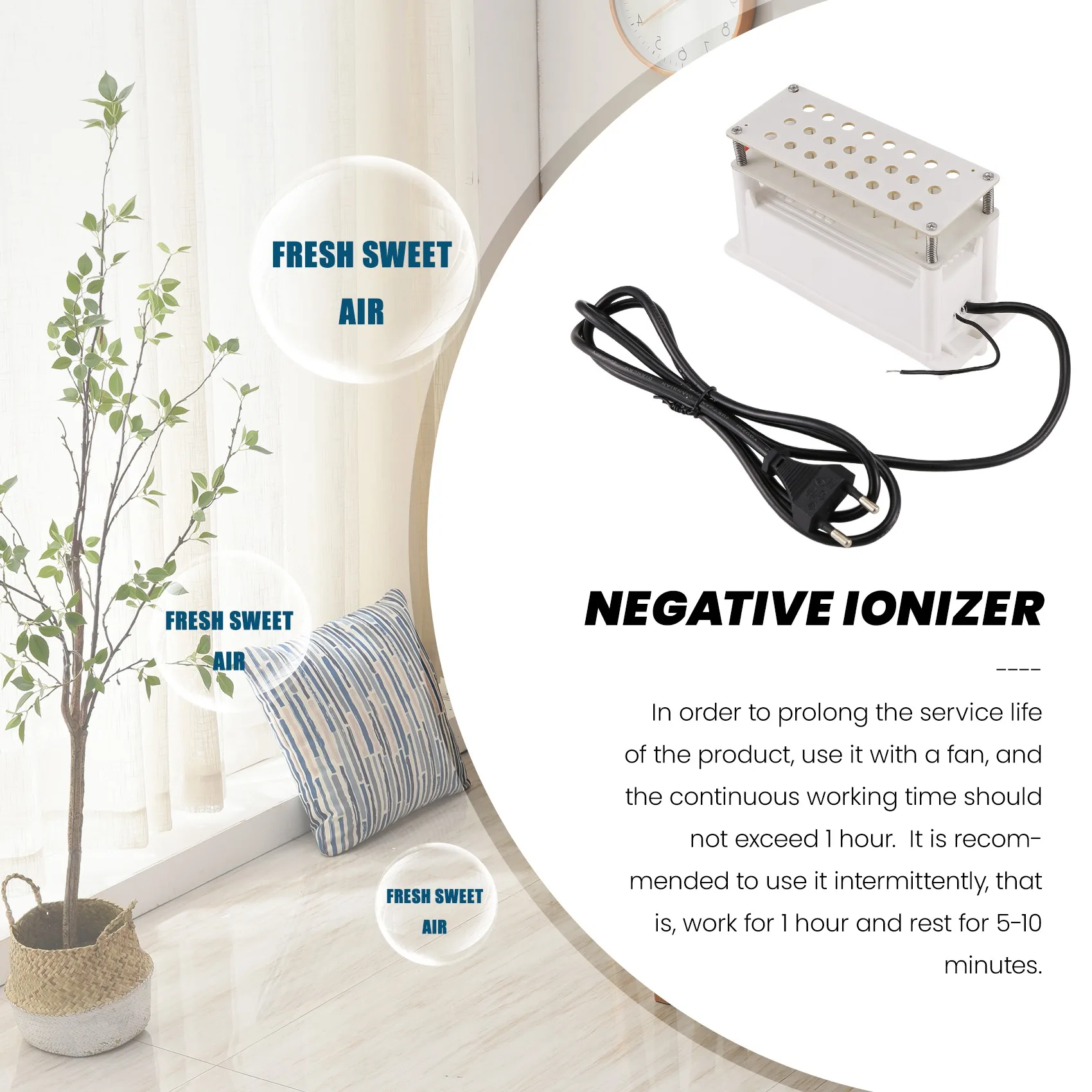 GTBL Negative Ionizer Generator Ionizer Air Purifier Remove Smoke Dust Air Purifiers Negative Plasma Generator EU Plug