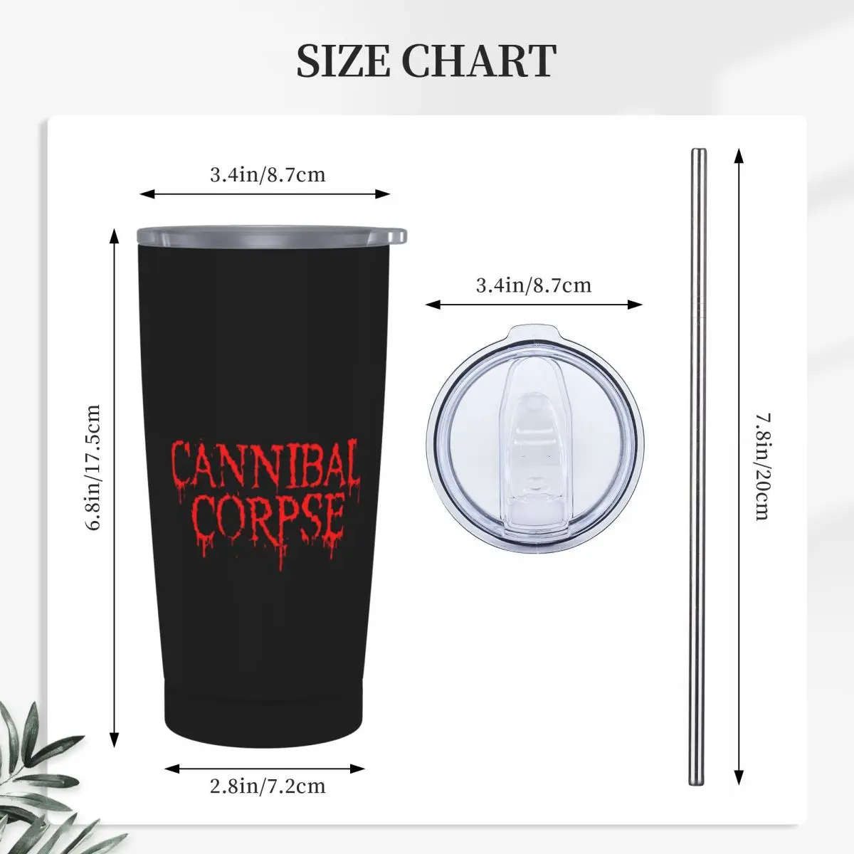 Cannibal Corpse Death Metal Band Stainless Steel Tumbler Vacuum Insulated Mugs Thermal Cold Cups Straws With Lid 20oz