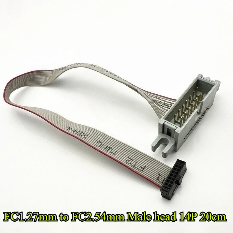 1/3/5 قطعة FC1.27mm إلى FC2.54mm ذكر رئيس 10P/14P/16P/20P رمادي شريط مسطح كابل نقل طول السلك 20 سنتيمتر FC1.27 إلى DC3-2.54 ذكر