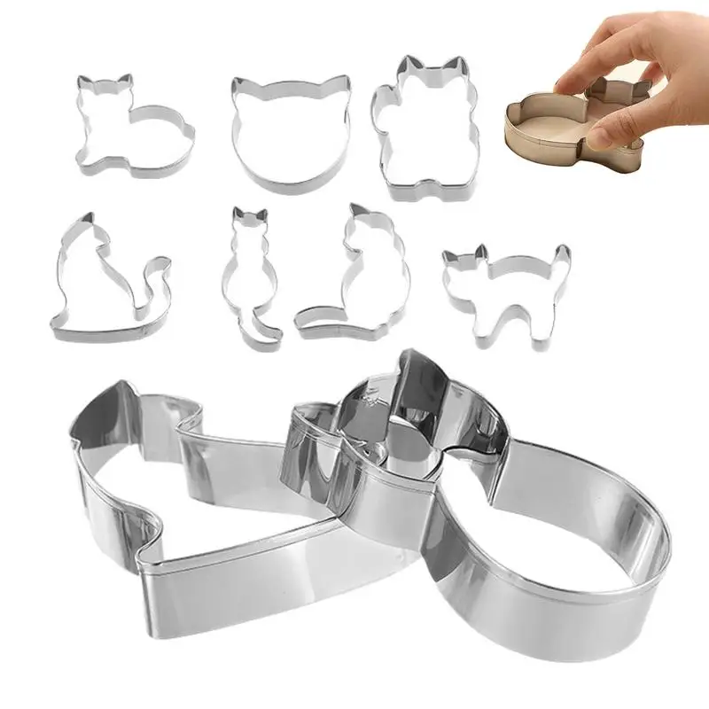 Cute Cookie Cutters 9 Pieces Small Stainless Steel Cat Cookie Molds Mini Funny Cartoon Cookie Molds Cooking Cutters for Cookies