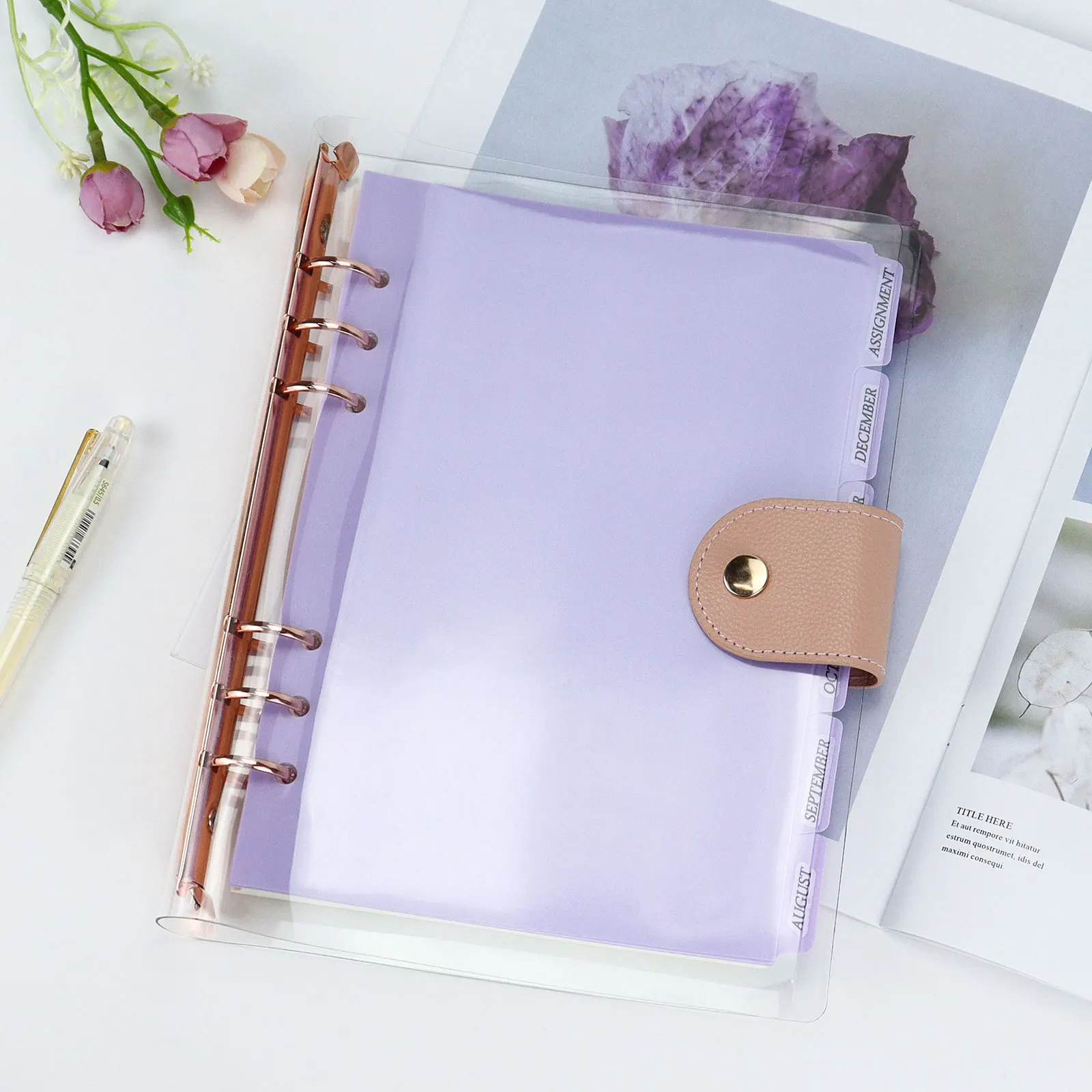 A4 A5 A6 A7 Purple  Paper Index Divider For Binder Planner Notebook Stationery Notebook Paper Divider Accessories view 5