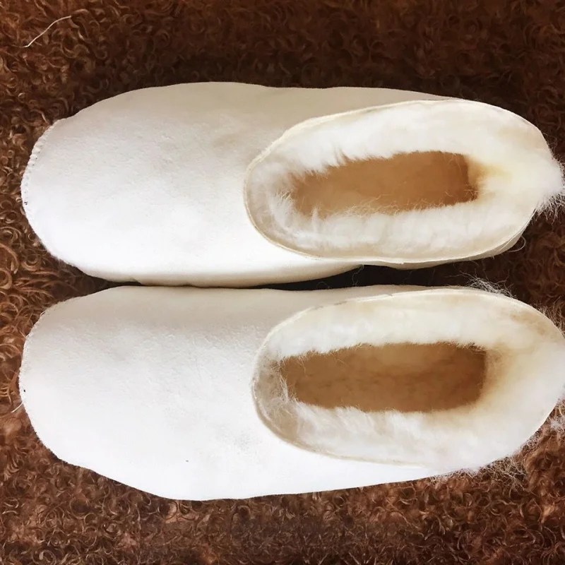 

1 Pair Thickened Soft Sole Leather Home Men and Women Cold-Proof Wool Warm Floor Socks Sheepskin Covers Slipper Socks