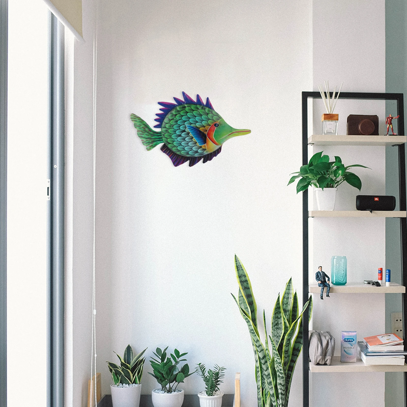 

Iron Fish Wall Decor Hanging Art Home Retro Metal Fish Shape Bright Color Ocean Miniature Models Home Accessories