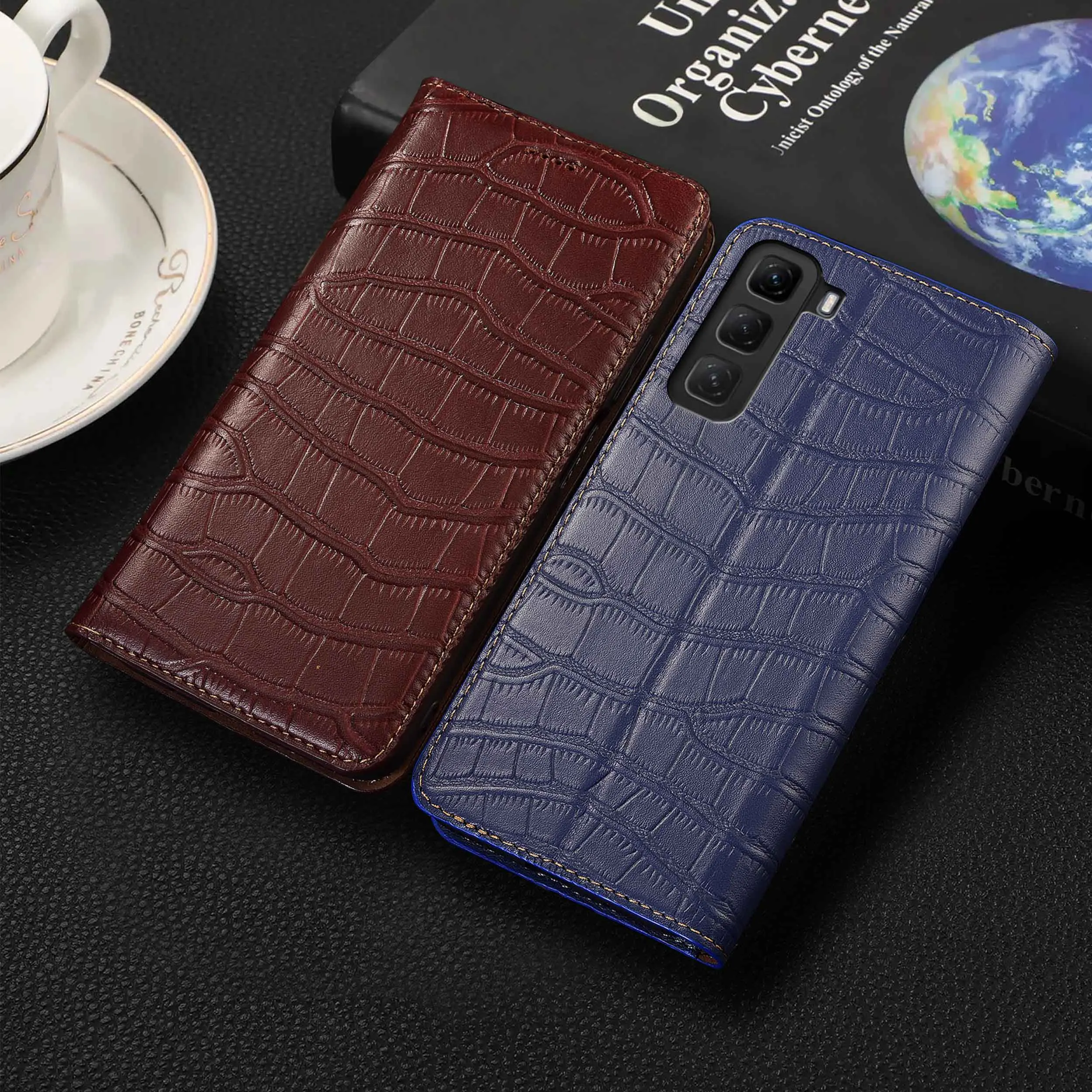 

Для Infinix Hot 30 30i 40 40i 50 50i 60 60i Play NFC Pro Plus 4G 5G чехол-раскладушка из натуральной кожи с рисунком крокодила