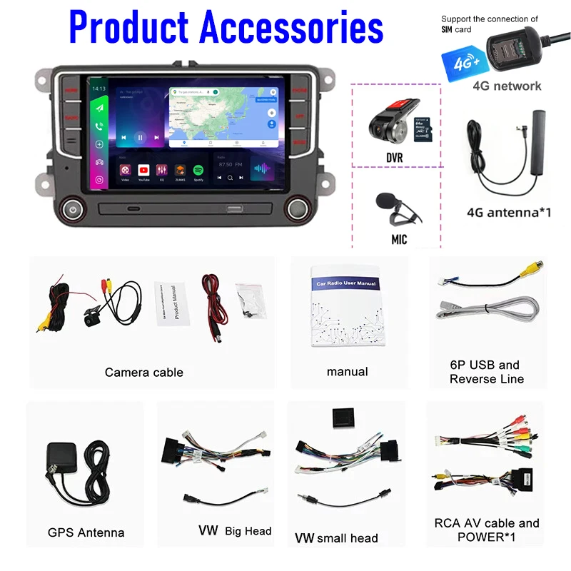 WV GOLFゴルフ7AndroidAuto CarPlayアップグレードキット 7 Car Multimedia Player for VW Golf MK5 MK6 with CarPlay Android 15