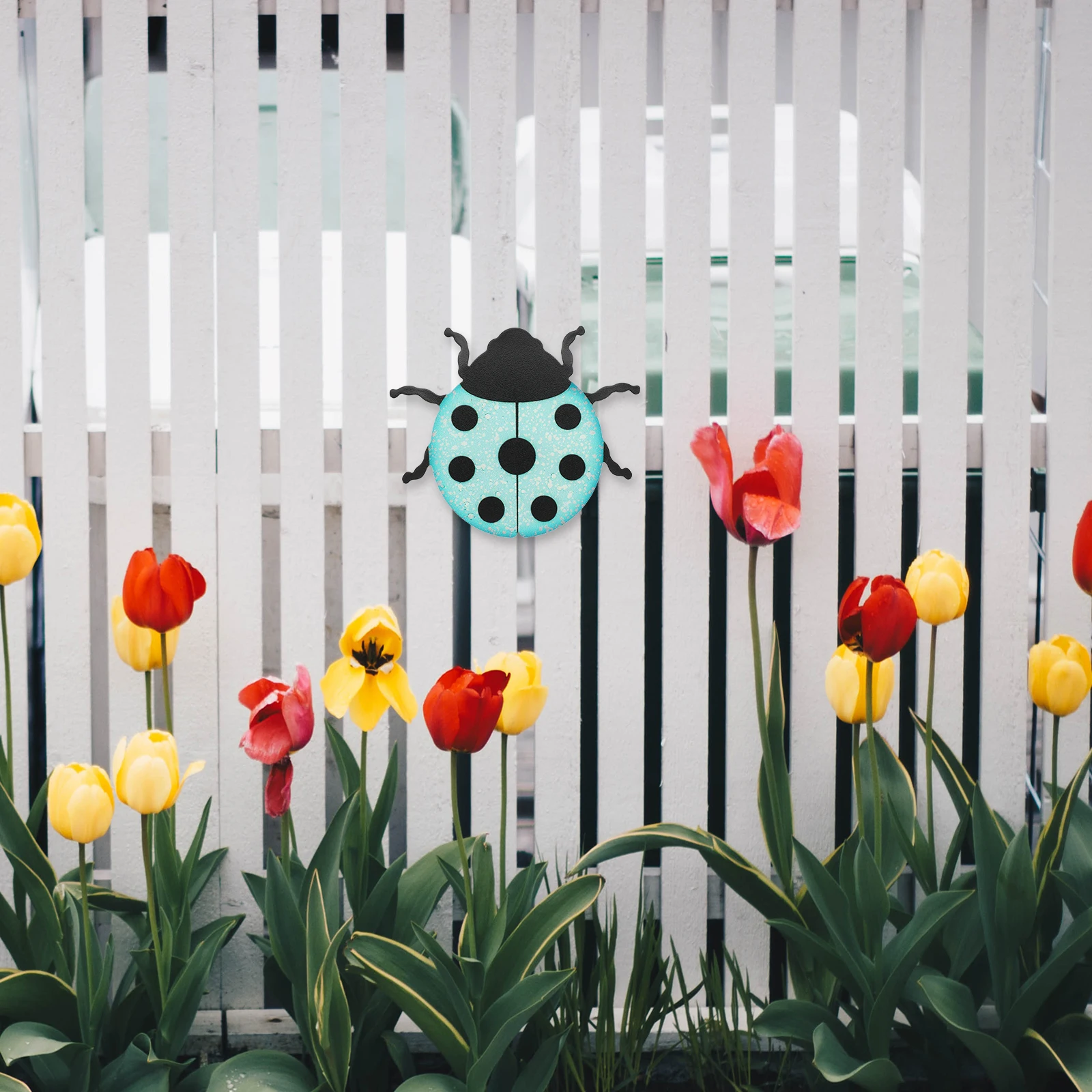 

Iron Beetle Wall Decor Sky-blue Color Outdoor Indoor Garden Fence Metal Art Wrought Hanging Adornment Insect Sculpture