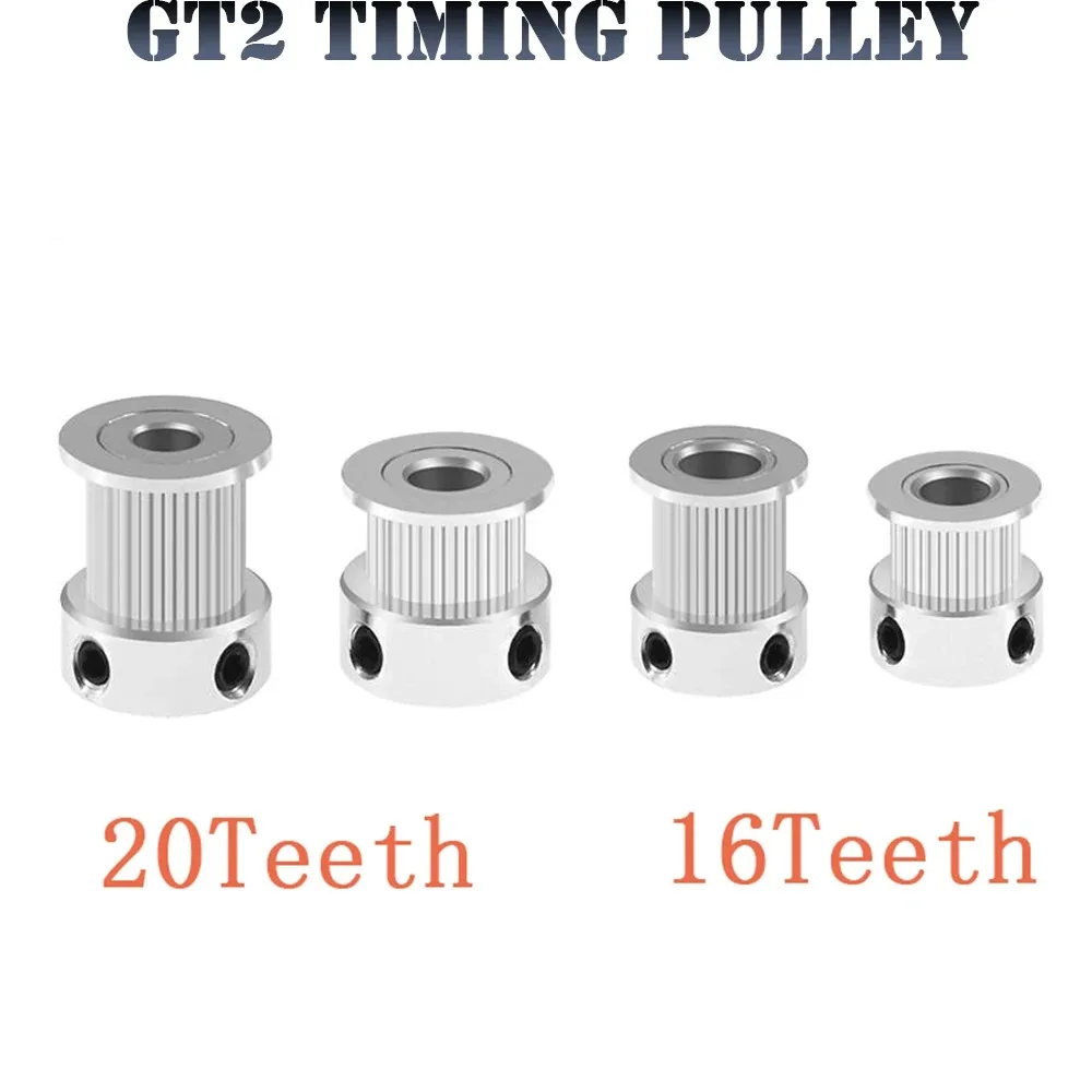 3D Printer GT2 Aluminum Timing Pulley 16 20Teeth Bore 5mm & 8mm Fit For 6mm Width Open Timing Belt DIY Upgrade Replacement Parts