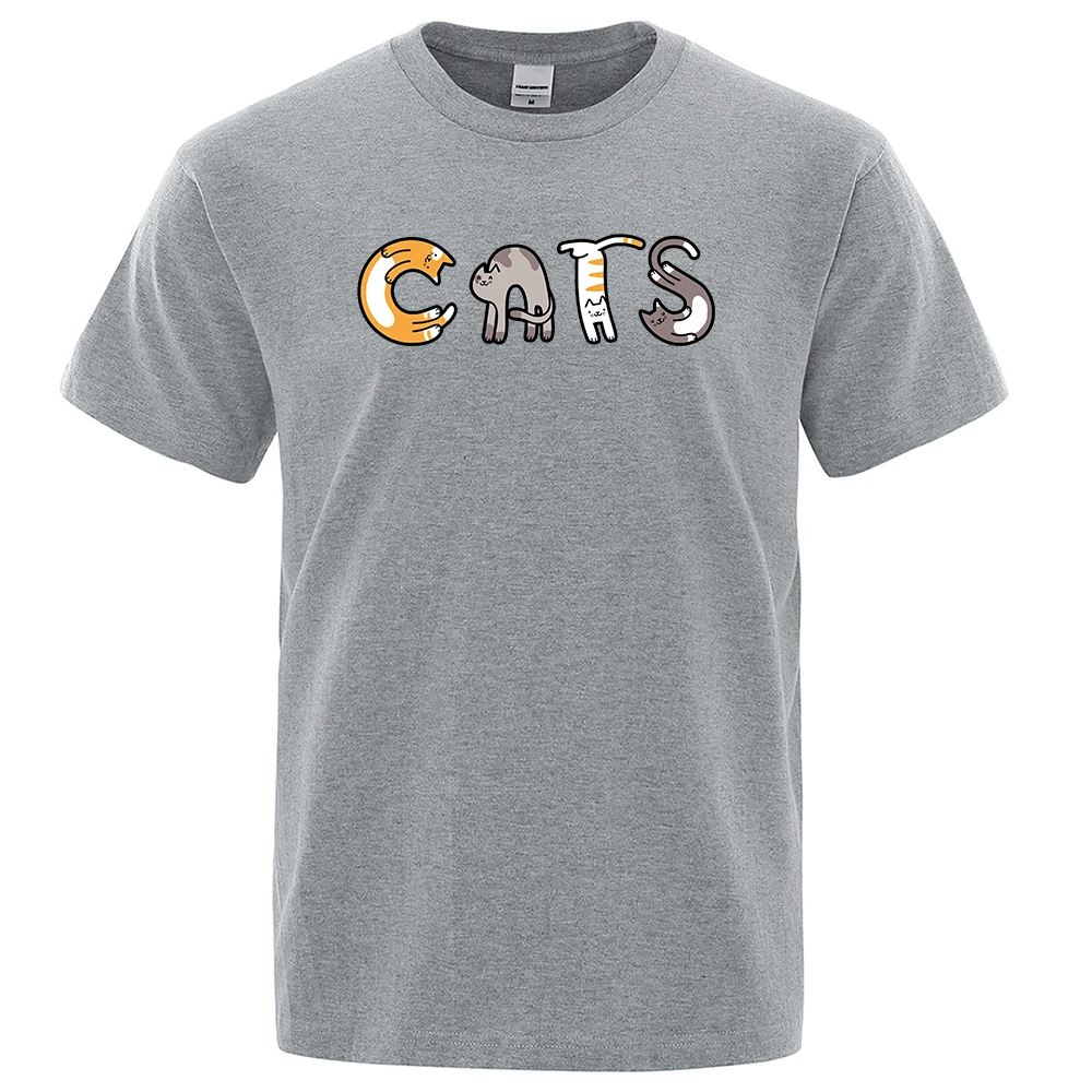 

Letters Made Up Of Cats Cartoons Prints Men's Tees Shirt Fashion Brand Clothing Loose Fashion T-shirts Man Casual Summer T-shirt