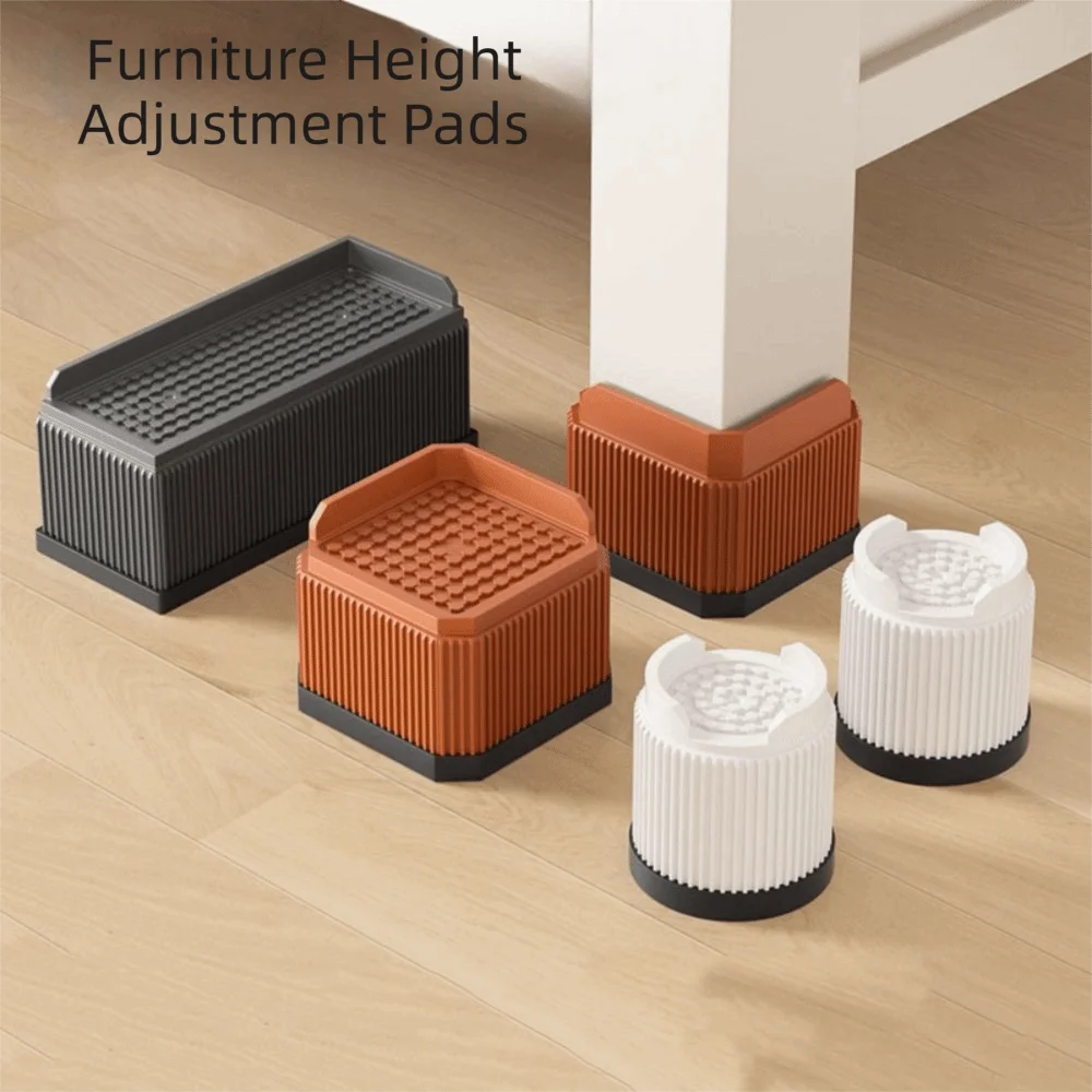 Heavy-Duty Furniture Foot Pad Round Non-slip Bed Lifter Silicone Adjustable Washing Machine Support Desk Sofa Chair Legs