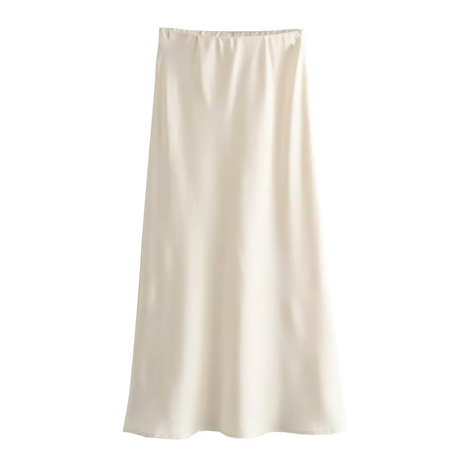 Maxdutti Elegant Commuting Straight Midi Skirt Faldas Mujer Moda 2024 French Minimalist Solid Color Satin Skirt Women