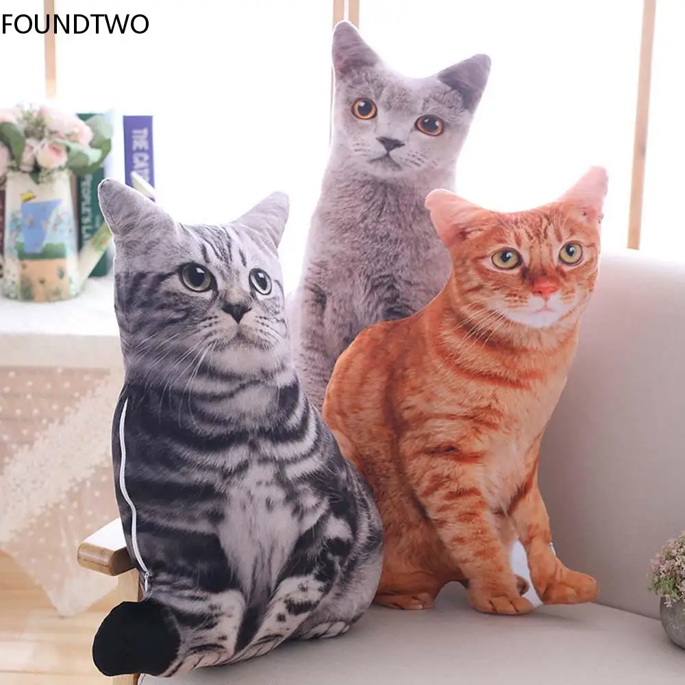 

3D Cat Figures Pillows Soft Simulation Cat Shape Cushion Sofa Decoration Throw Pillows Cartoon Plush Toys Friend Kids Gifts