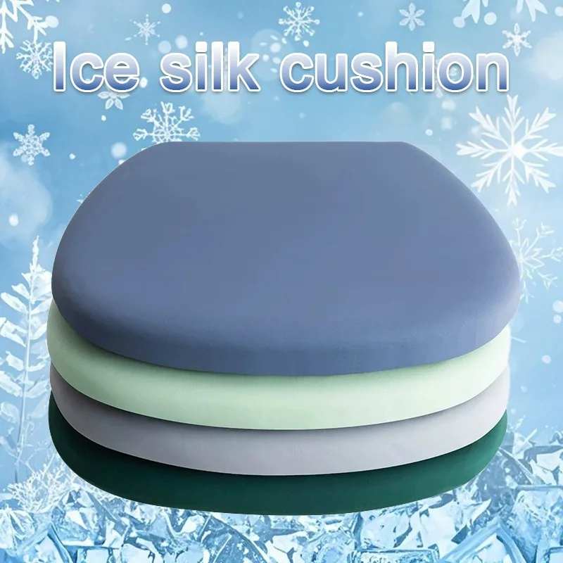 

U-Shaped Ice Silk Seat Cushion Summer Cooling Memory Foam Chair Pad with Non-Slip Bottom Removable Cover for Home Office Chair