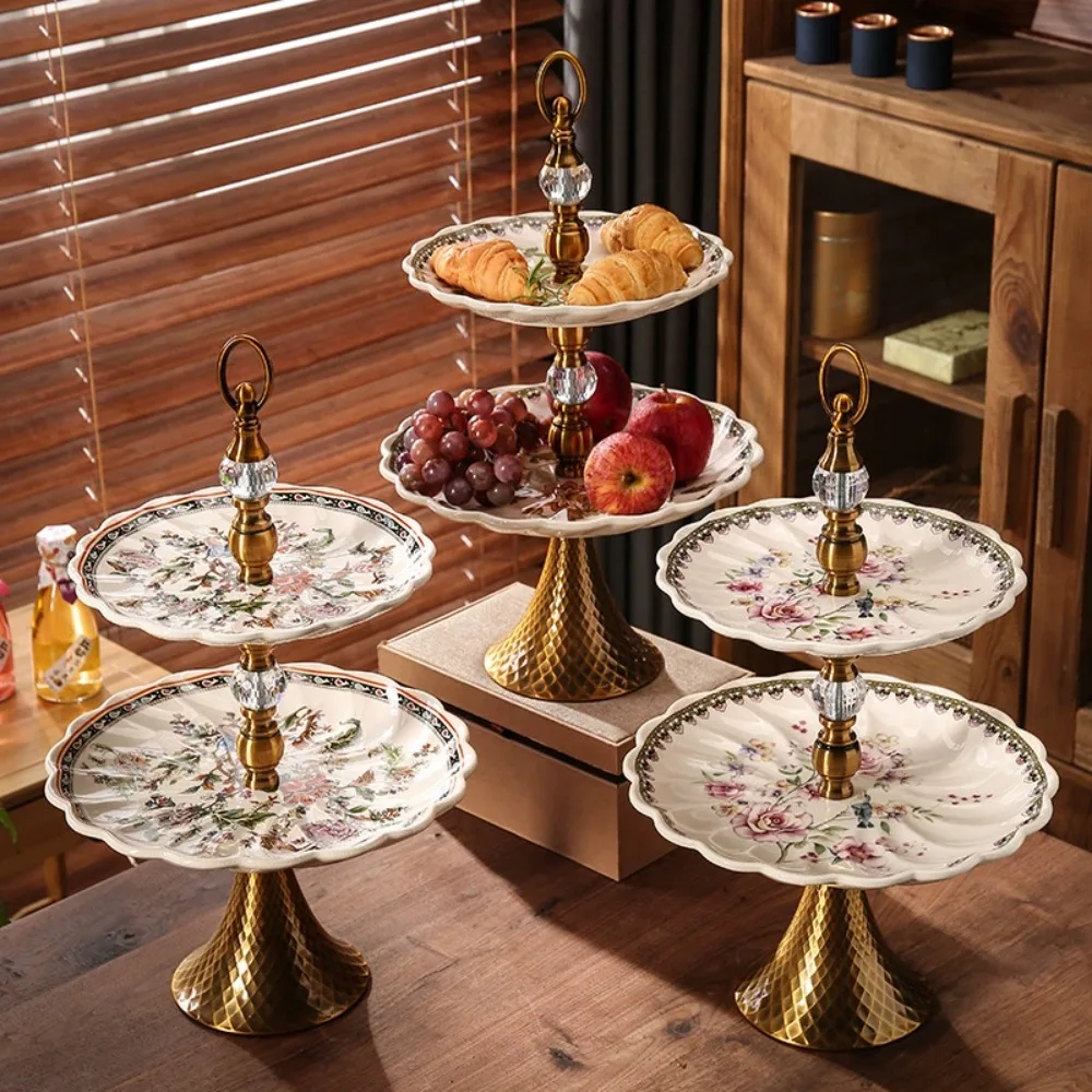 

Creative European double-layer string plate ceramic afternoon tea American retro dessert plate birthday dessert service plate