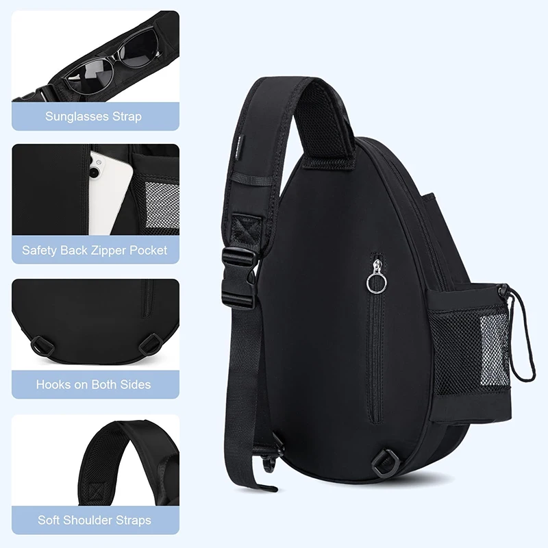 Tennis Bag, Quilted Tennis Backpack Holds 2 Rackets, Waterproof Crossbody Sling Pickleball Bags For Women, Men And Youth