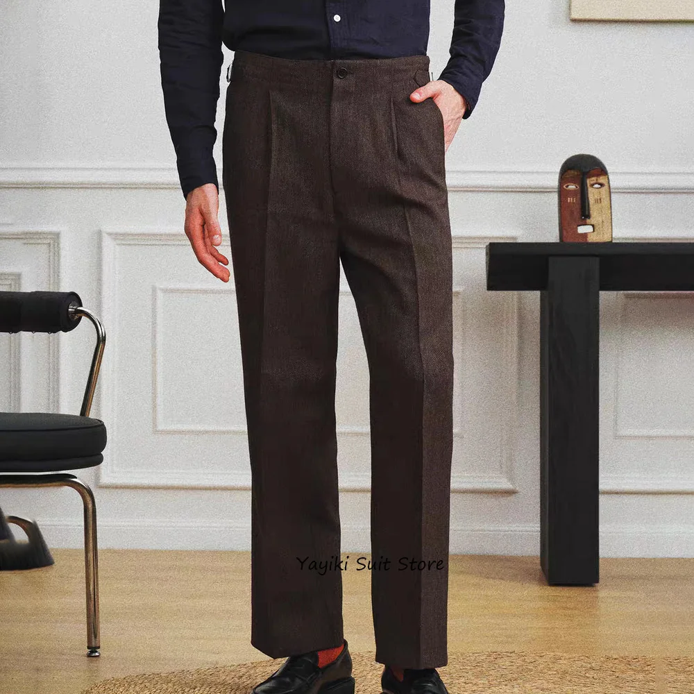 Herren-Schneidehose für Herren, Arbeitshose mit geradem Bein, Retro-Business-Freizeithose aus Fischgrätenmuster, klassische Kleidung