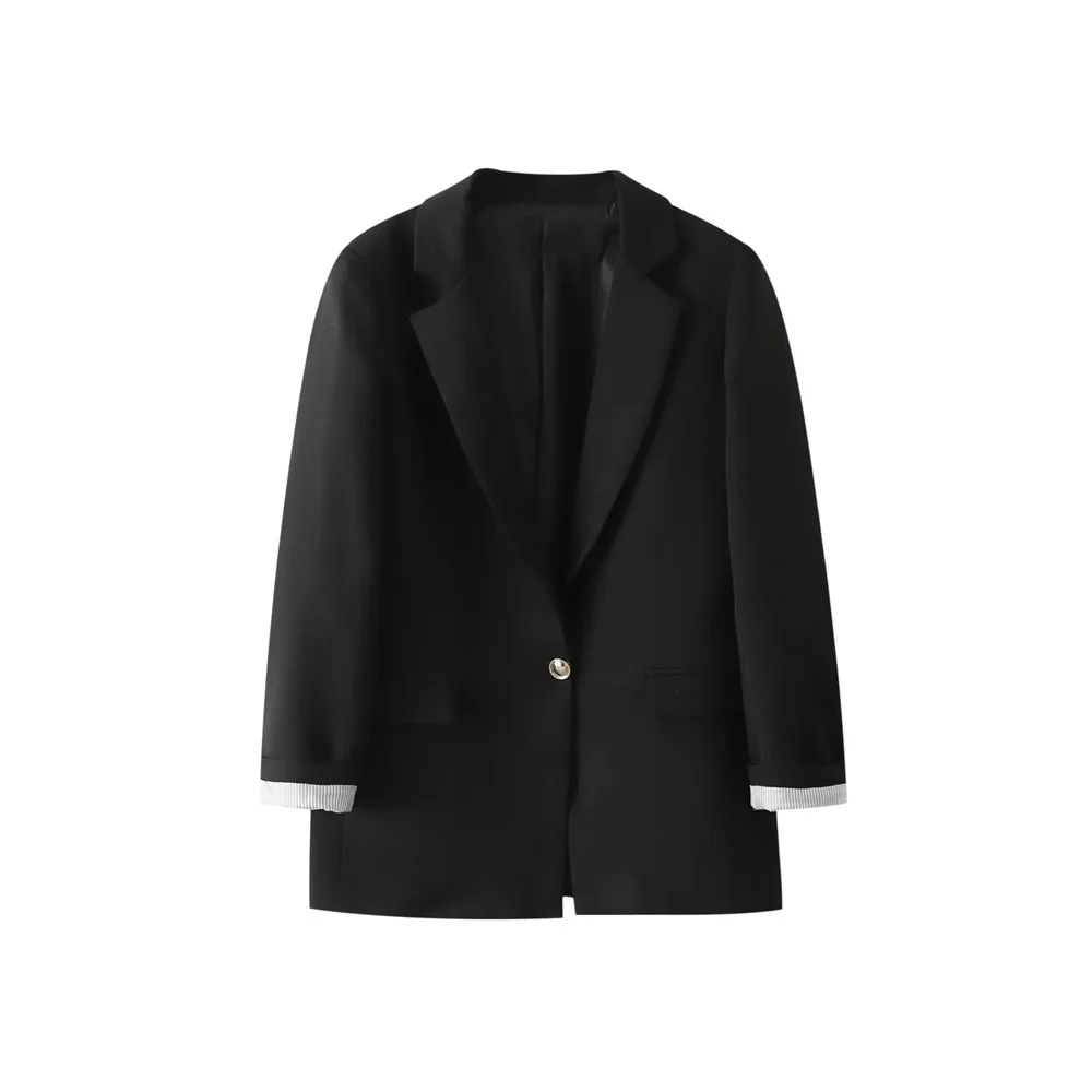 new women's clothing high-end fashion collar long sleeved striped rolled cuffs suit jacket
