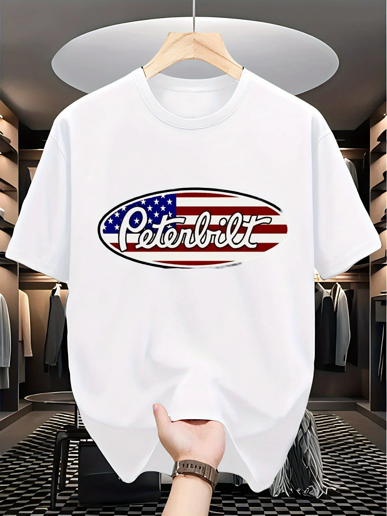 

Men's T-shirt Large Printed Cotton Comfortable and Suitable for Casual Wear Holiday Gift in Large Size Moisture Wicking
