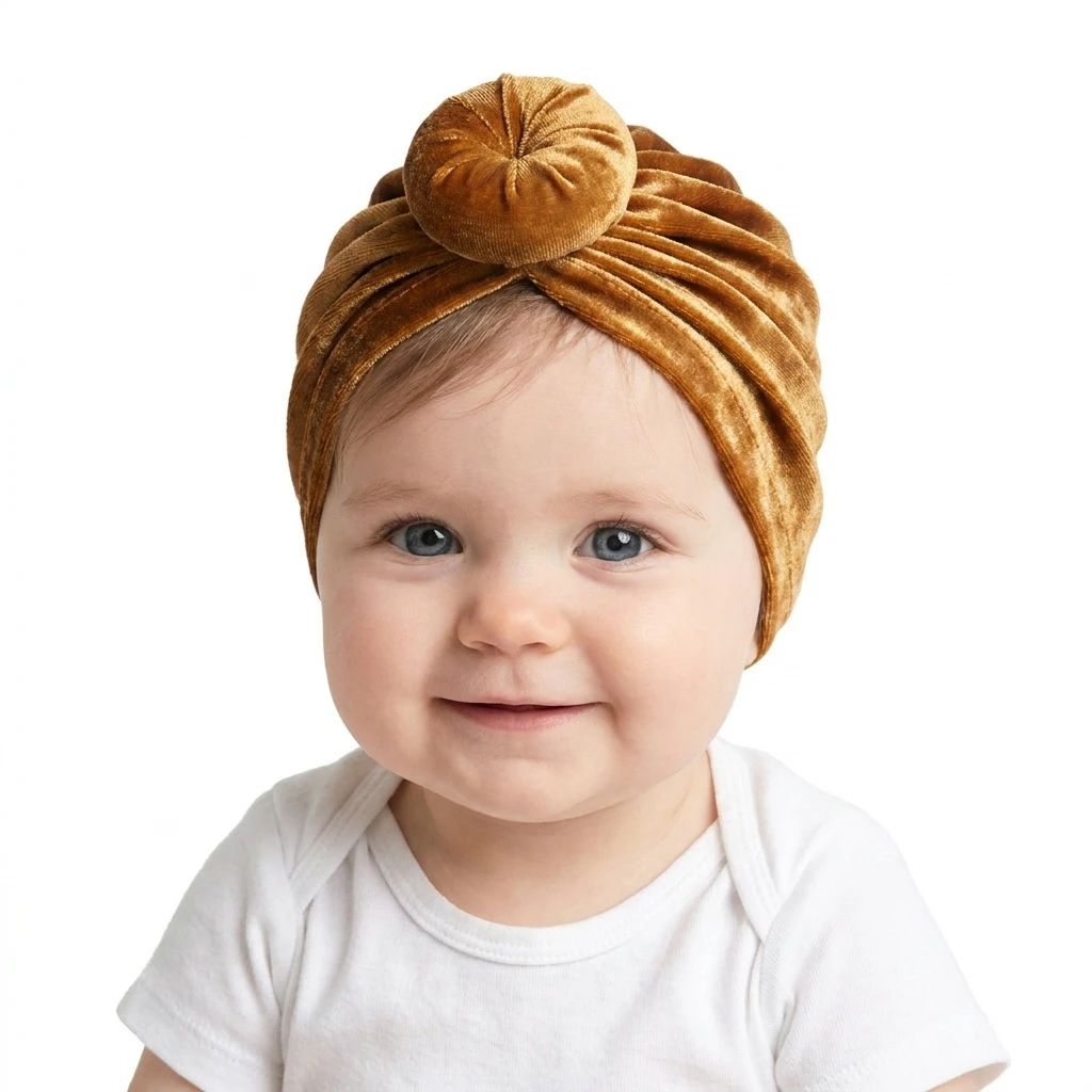 Newborn Velvet Hats Solid Color Donut Turban Hat Warm Soft Autumn Winter Cap for Baby Boys and Girls Hair Accessories