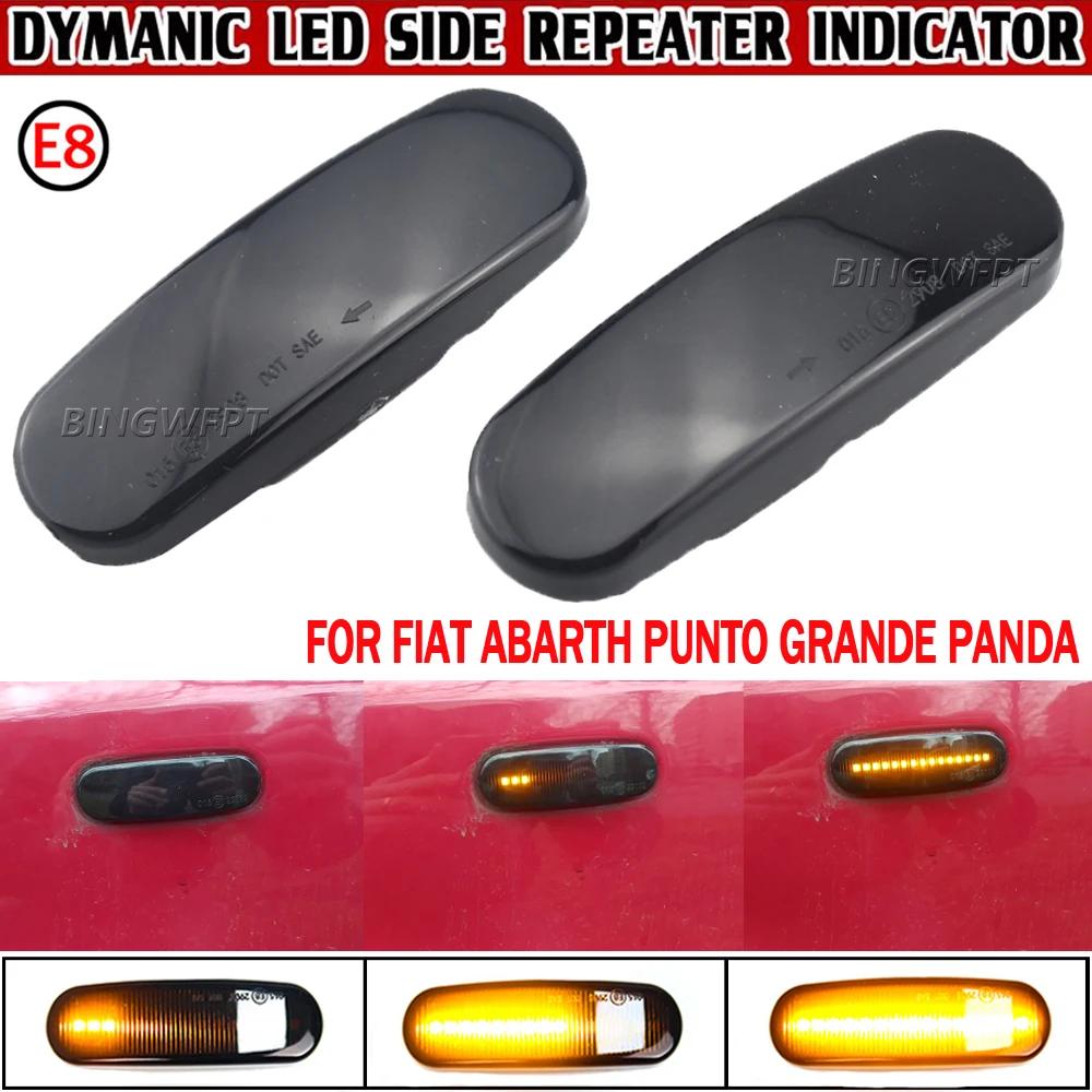 2Pcs For Fiat Panda 169 Grande Punto Inkl. Evo Doblo Fiorino Linea Idea Dynamic LED Side Marker Light Repeater Lamp